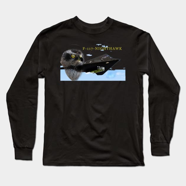 Night Hawk Long Sleeve T-Shirt by WarDaddy